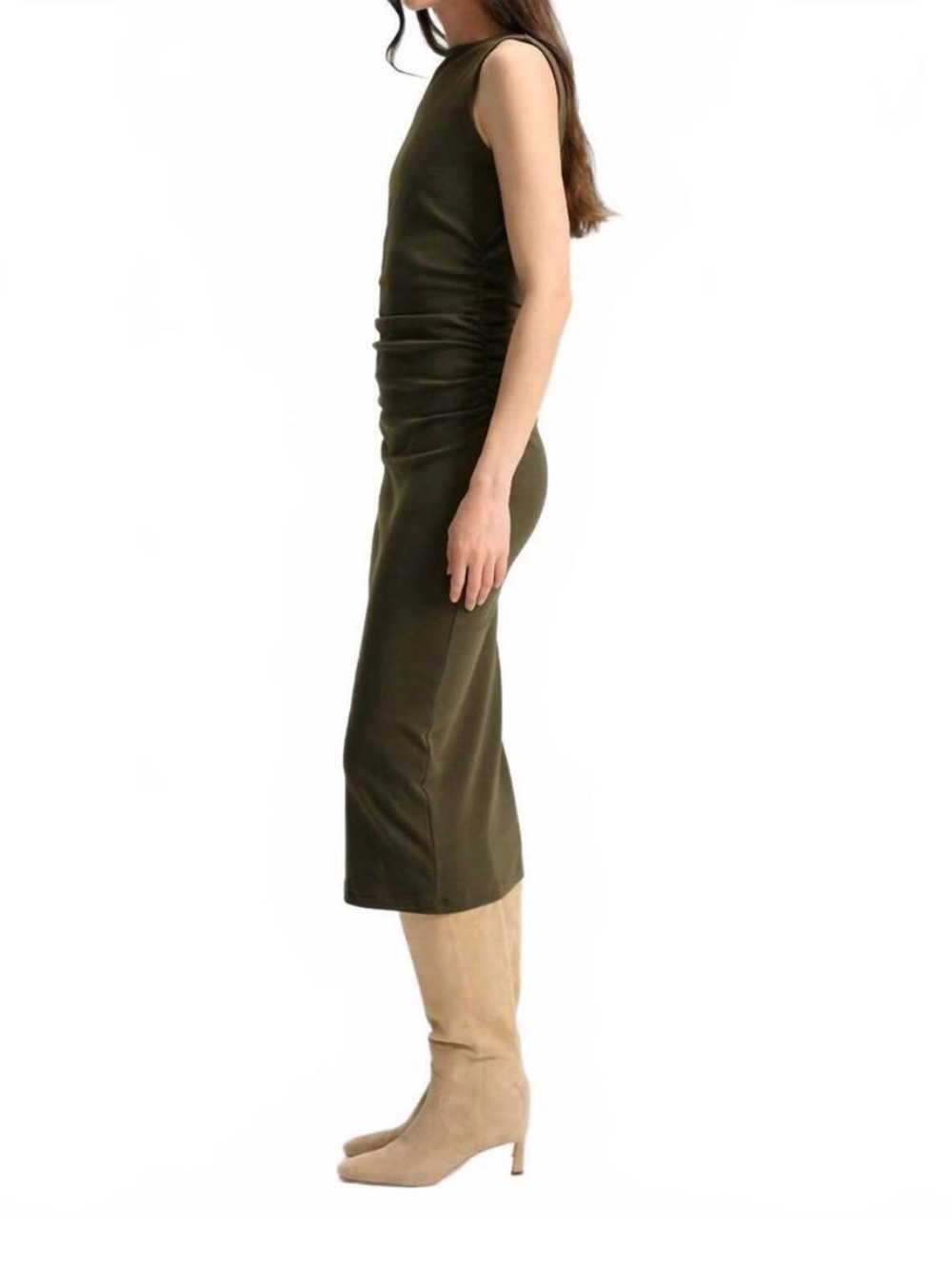 Veronica Beard Olive Green Sleeveless Midi Dress - Picture 4 of 13